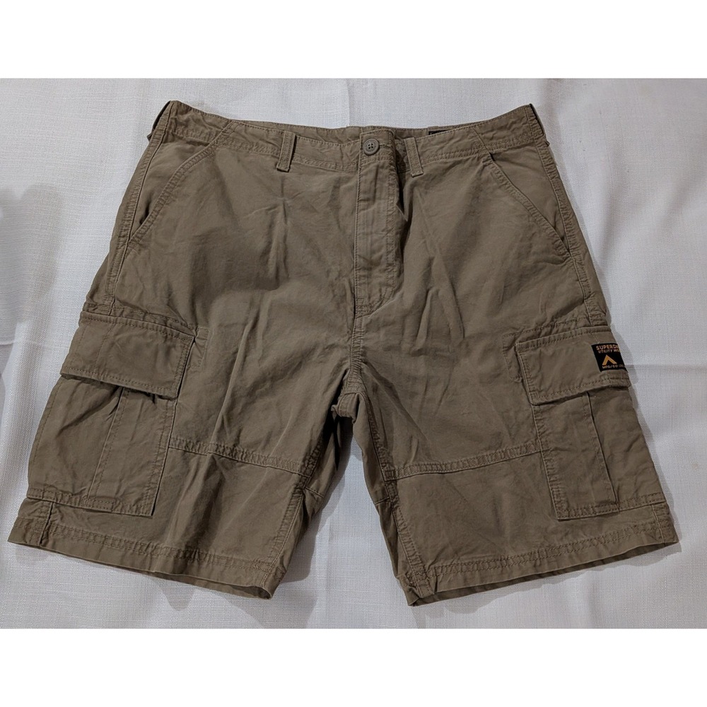 Superdry Mens Cotton Khaki Cargo Shorts Sz 36X10 Utility Grunge Gorpcore Skater